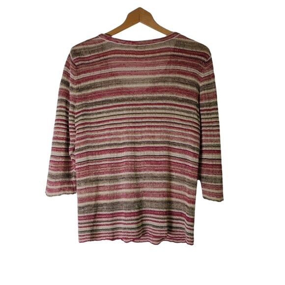 J. Jill Linen Blend Striped Knitted Button Front Cardigan Size L - Picture 2 of 6
